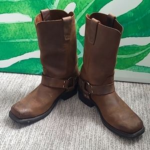 Durango Men's Distressed Brown Harness Square Toe Boot, Size Men's 8.5